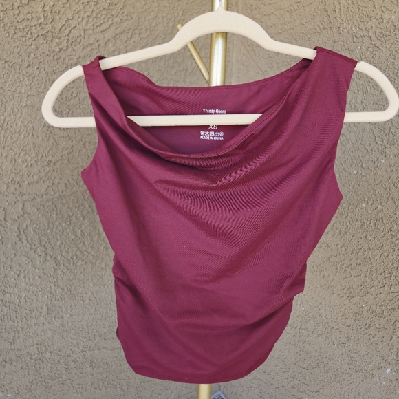 Burgandy Cowl Neck Tank Top XS - Picture 1 of 4